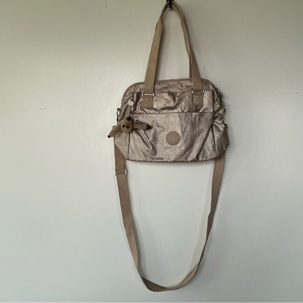 KIPLING Felicity Rose Gold Metallic Nylon Shoulder Bag Retails $119.